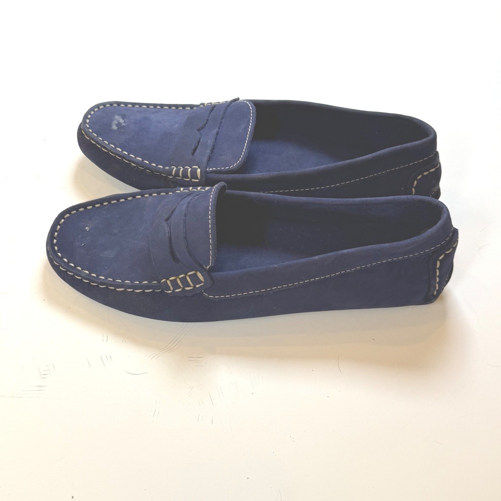 Bruno Magli Navy Blue Suede Driving Loafers Penny Moccasins Size 8 B - Picture 7 of 9